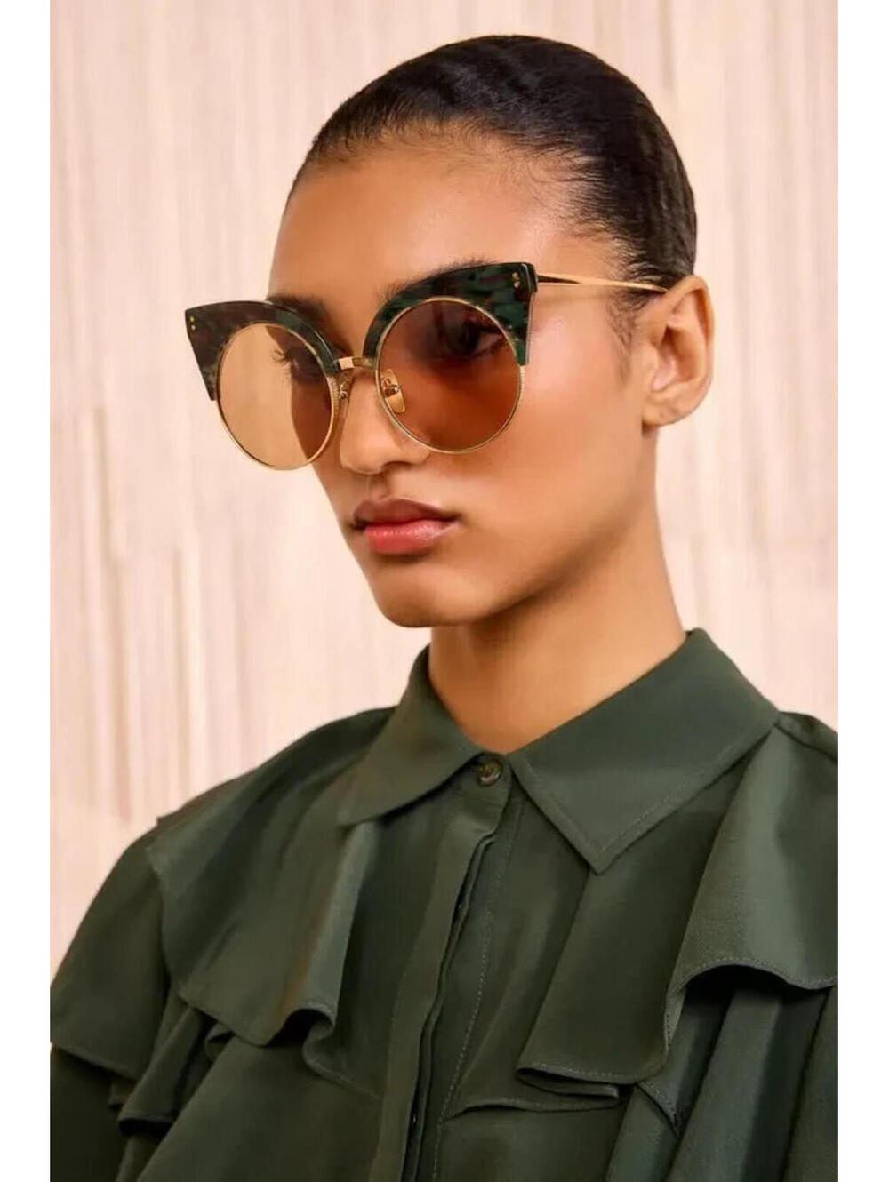 Ulla Johnson Elias Sunglasses, 2025 Runway, $320 NEW, Rainforest Jasper- J212